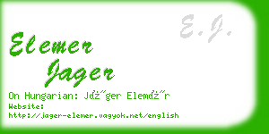 elemer jager business card